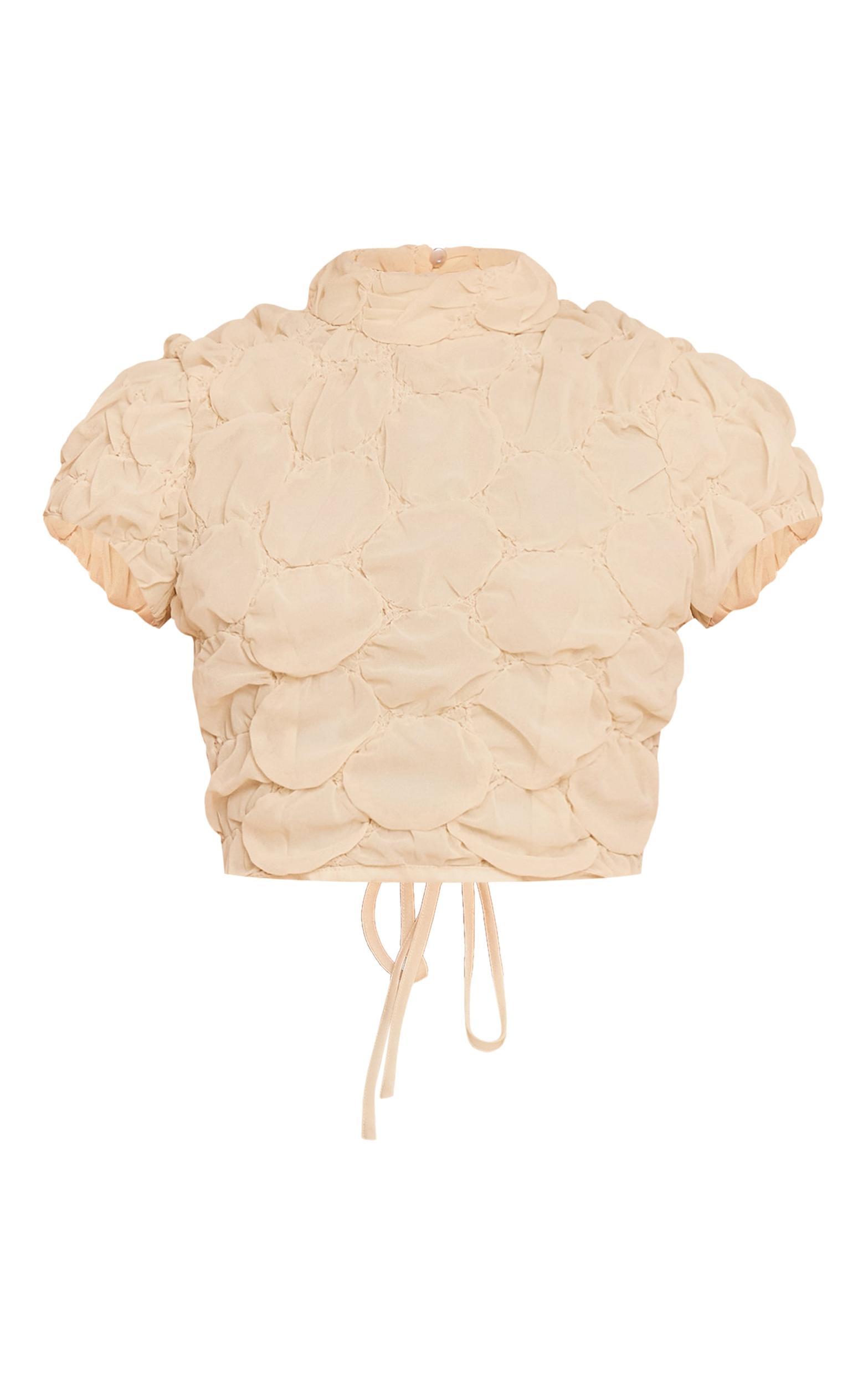 Petite Almond Textured Open Back Top Product Image