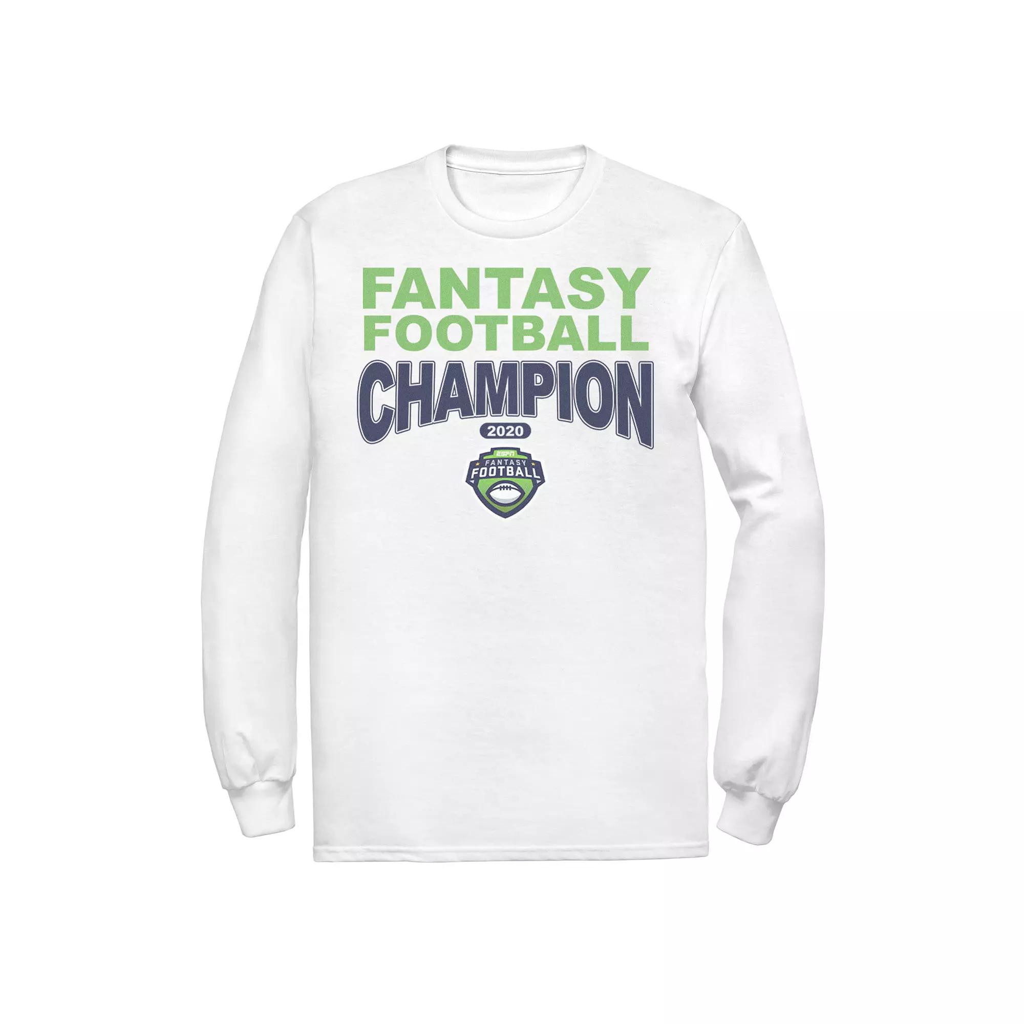 Men's ESPN Fantasy Football Champion Logo Long Sleeve Tee, Size: Large, White Product Image