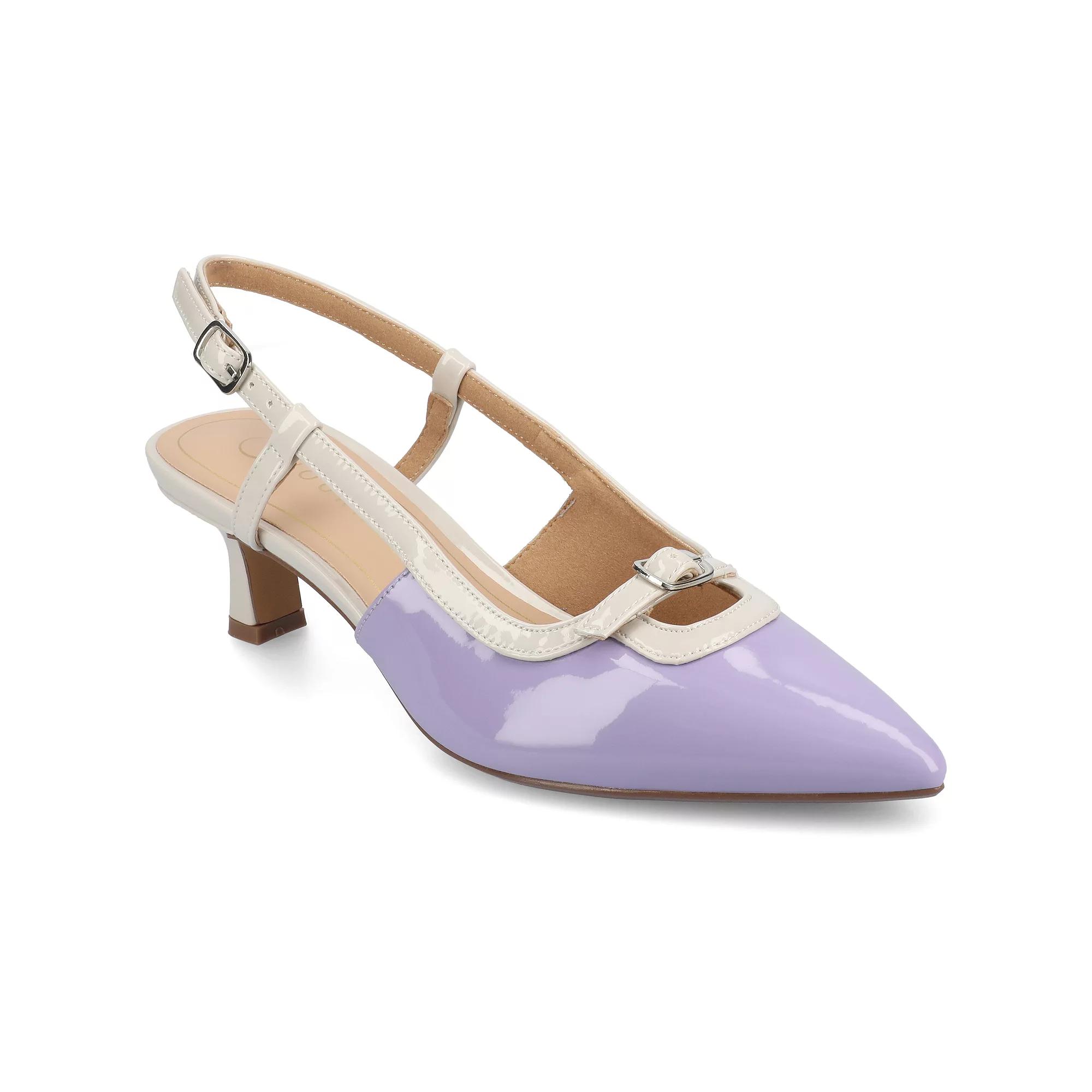 Journee Padma Women's Pointed Toe Kitten Heel Slingback Pumps,  Product Image