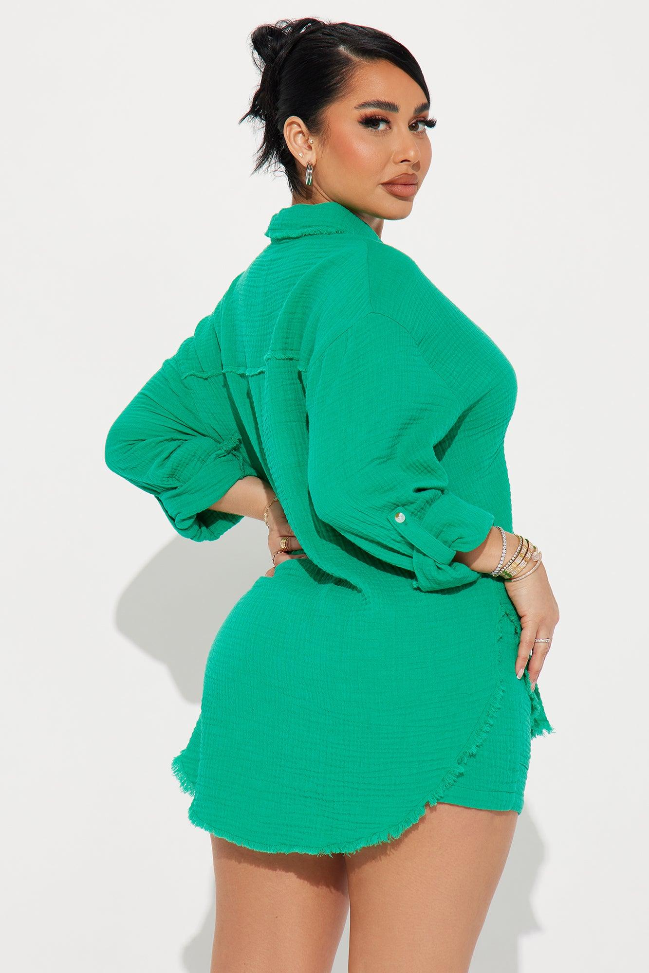 Rising Sun Gauze Short Set - Kelly Green Product Image