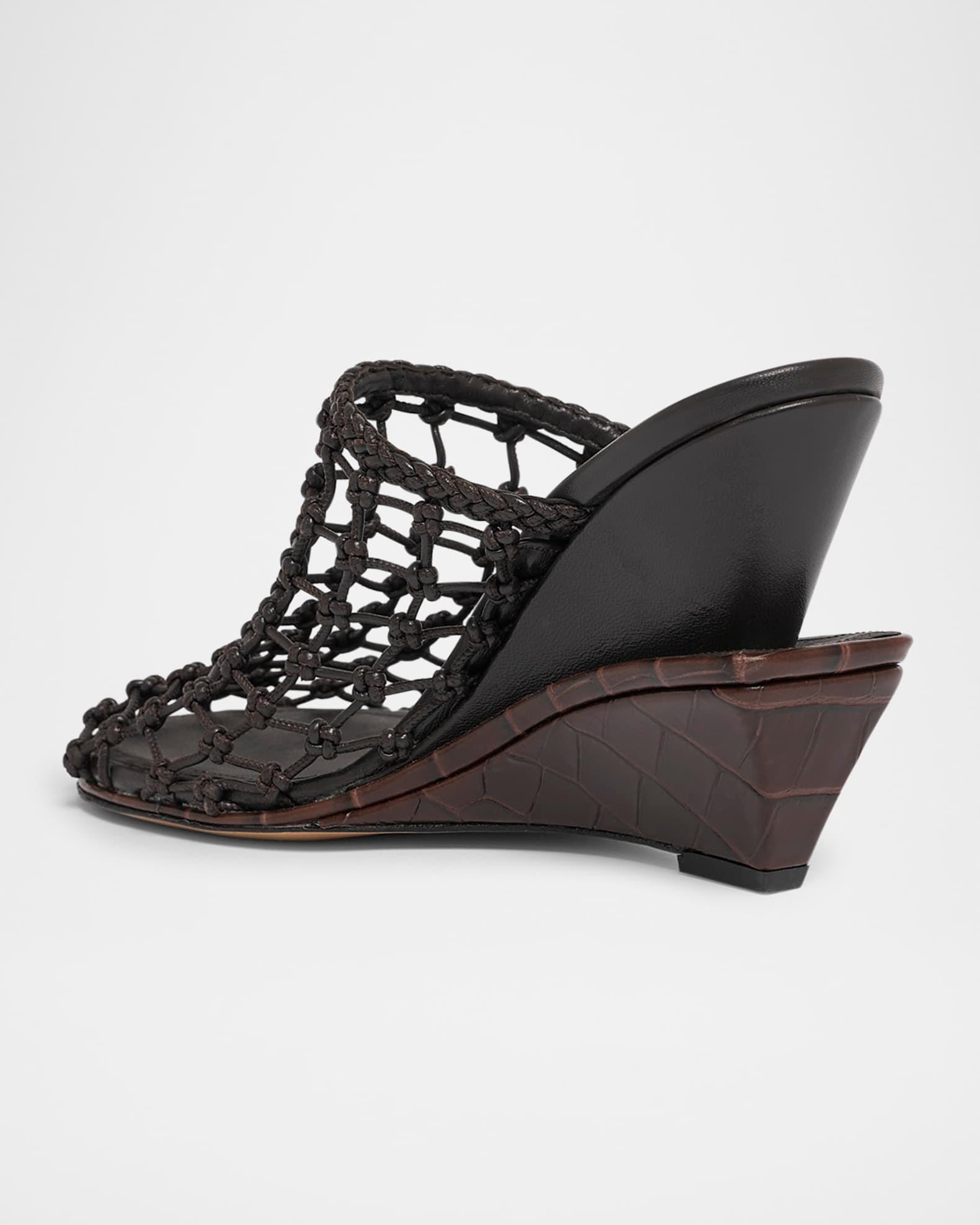 Les Doubles Tresses Croc-Embossed Wedge Mules Product Image