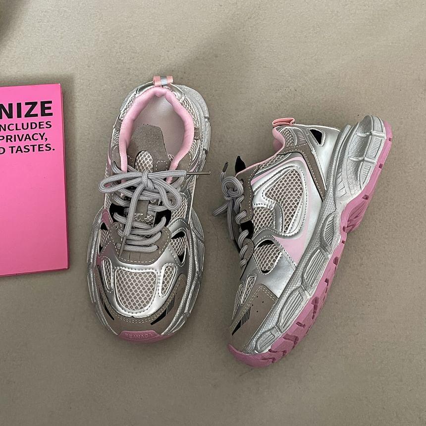 Platform Panel Mesh Sneakers Product Image