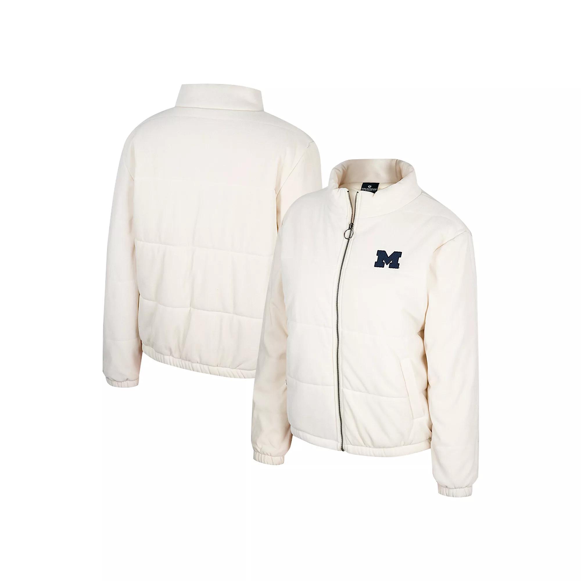 Women's Colosseum Cream Michigan Wolverines So Hot Right Now Quilted Puffer Full-Zip Jacket, Size: Medium, Beige Product Image
