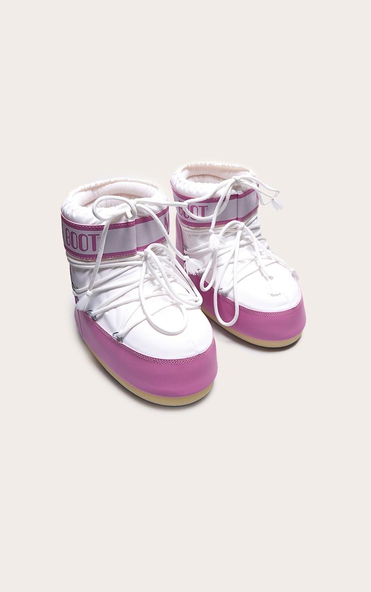 MOON BOOT Pink and White Icon Low Product Image