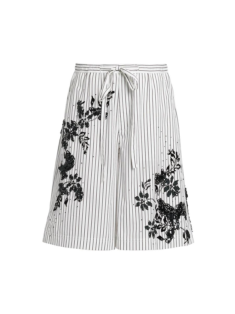 Mens Striped Embellished Embroidered Shorts Product Image