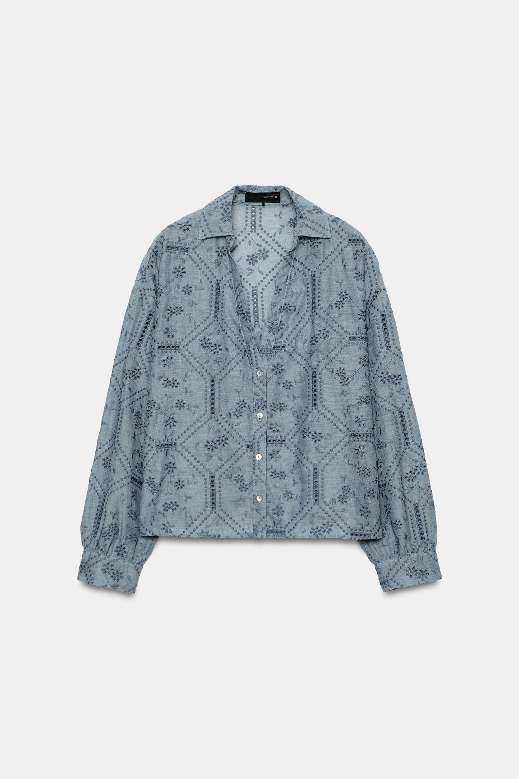EMBROIDERED EYELET SHIRT Product Image