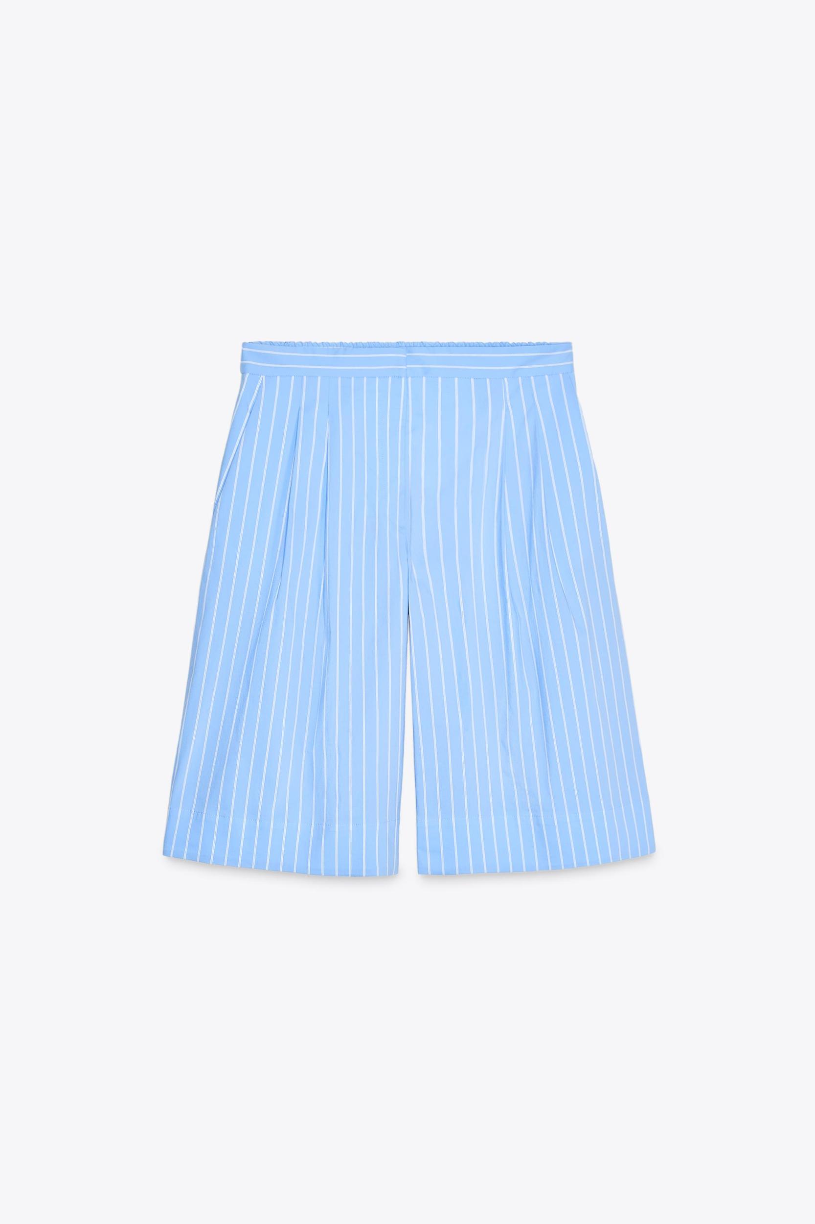 ZW COLLECTION STRIPED PLEATED BERMUDA SHORTS Product Image