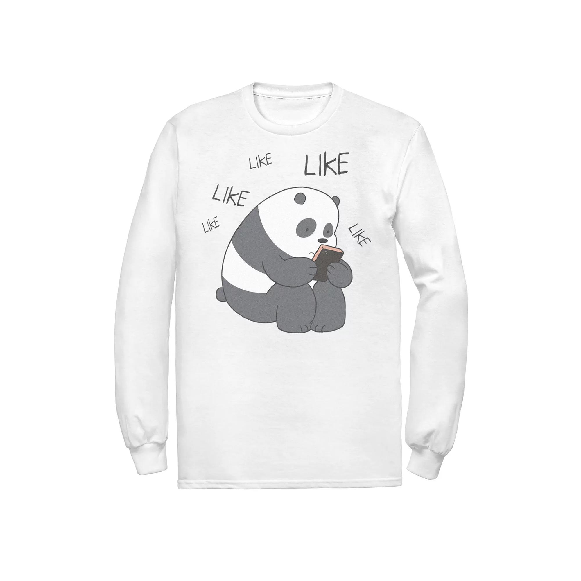Men's Cartoon Network We Bare Bears Like Like Like Texting Long Sleeve Tee,  Product Image