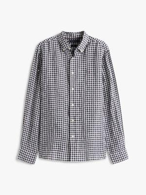 Regular Fit Gingham Linen Shirt Product Image