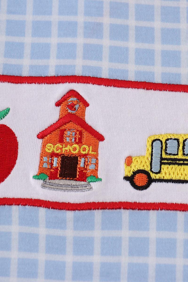 Blue whale embroidery smocked shorts set Product Image