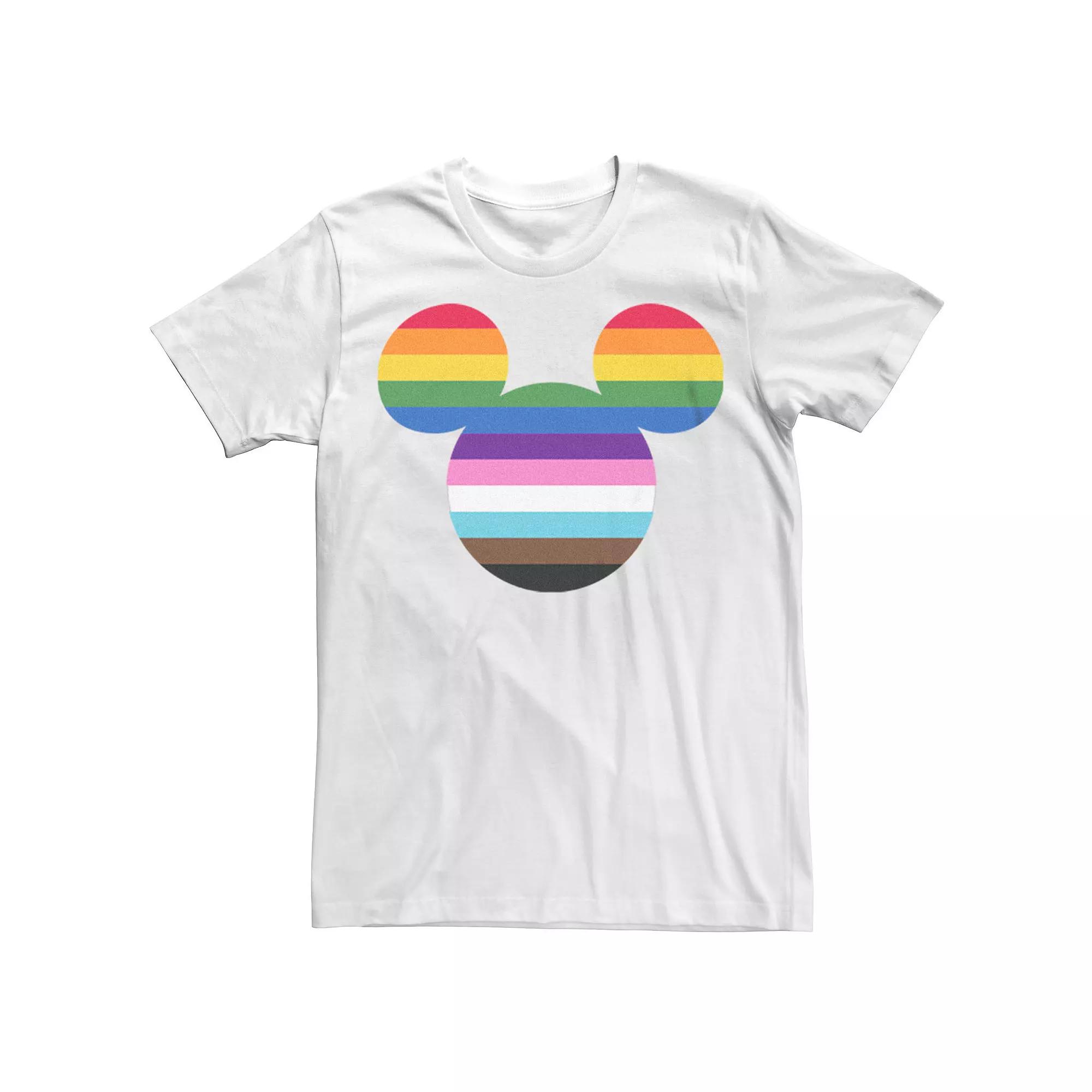Disney's Mickey Mouse Men's Rainbow Stripe Filled Head Graphic Tee,  Product Image