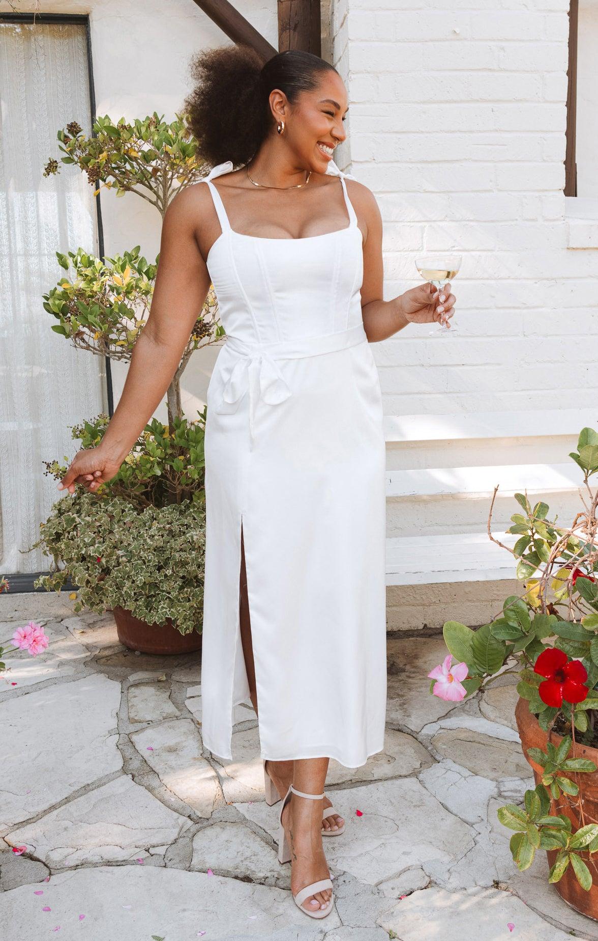 Willow Midi Dress ~ Ivory Luxe Satin Product Image