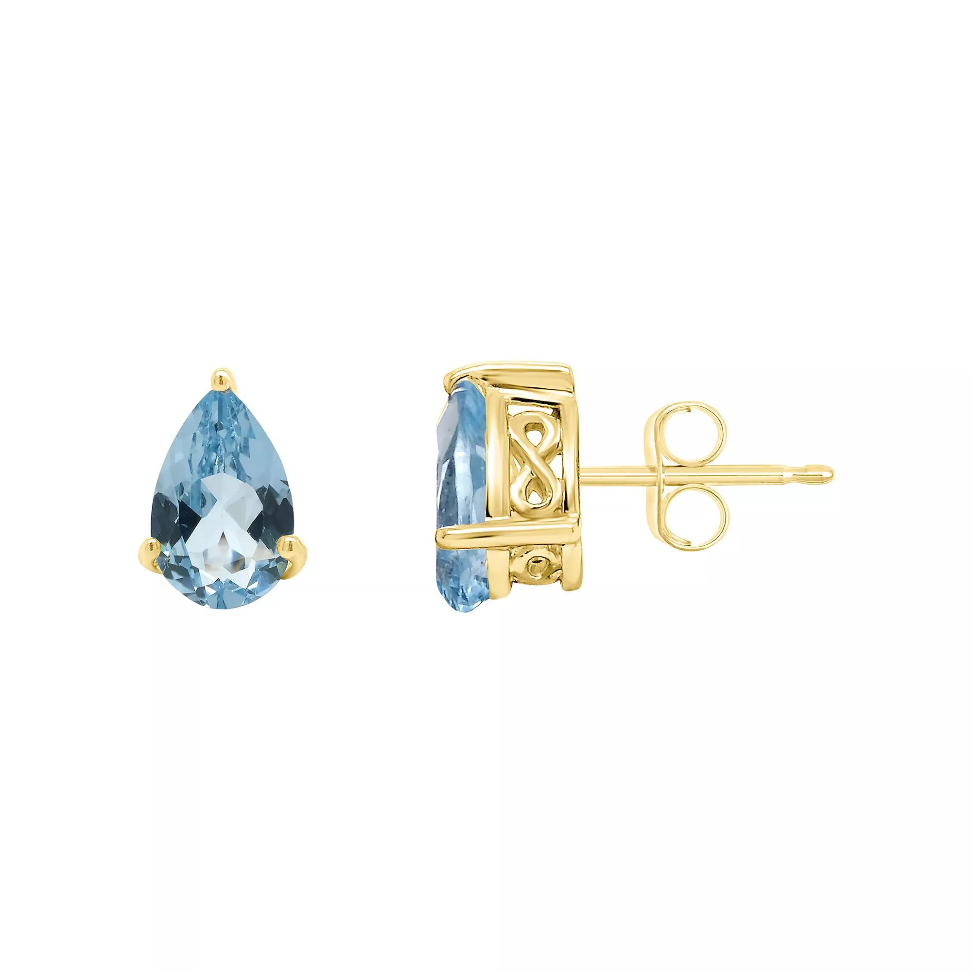 Alyson Layne 14k Gold Pear Cut Sky Blue Topaz Stud Earrings, Women's Product Image