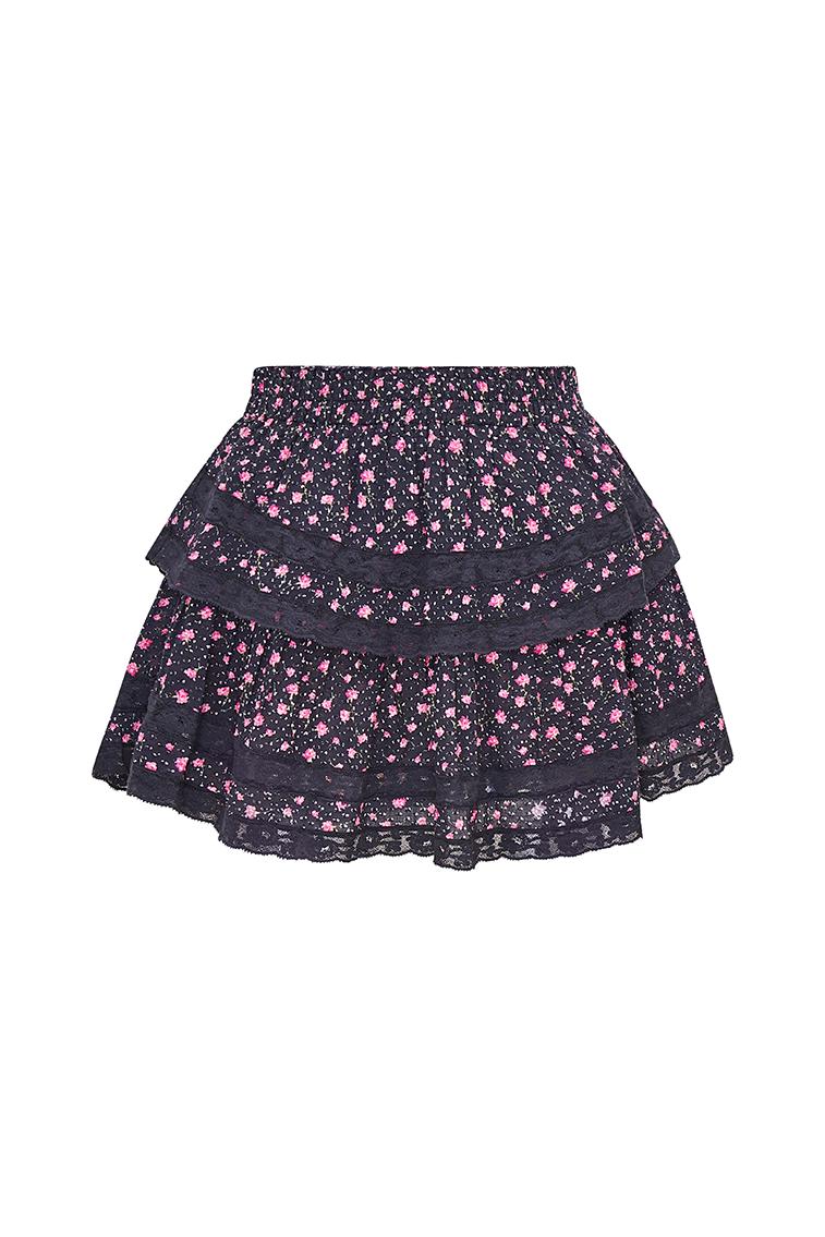 Ruffle Mini Floral Lace-Trimmed Skirt Product Image