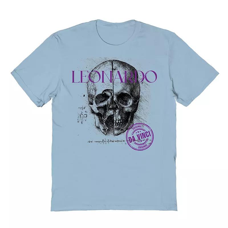 Men's Da Vinvi's Drawing Of A Skull Fine Art Graphic Tee, Size: XXL, Light Blue Product Image