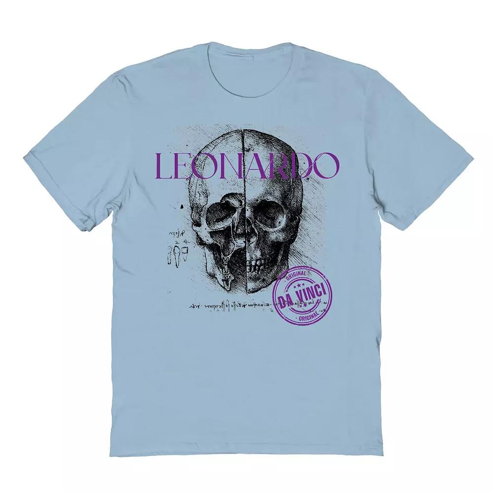 Men's Da Vinvi's Drawing Of A Skull Fine Art Graphic Tee, Size: XXL, Light Blue Product Image