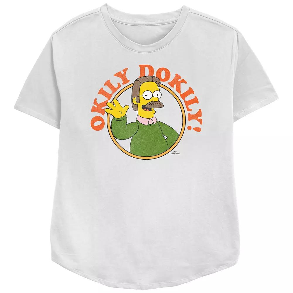 Women's The Simpsons Ned Okily Dokily Relaxed Fit Graphic Tee, Girl's,  Product Image