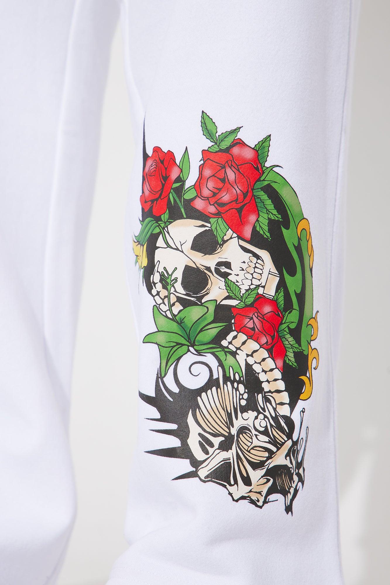 Von Dutch Skull Oasis Wide Leg Pant - White/combo Product Image