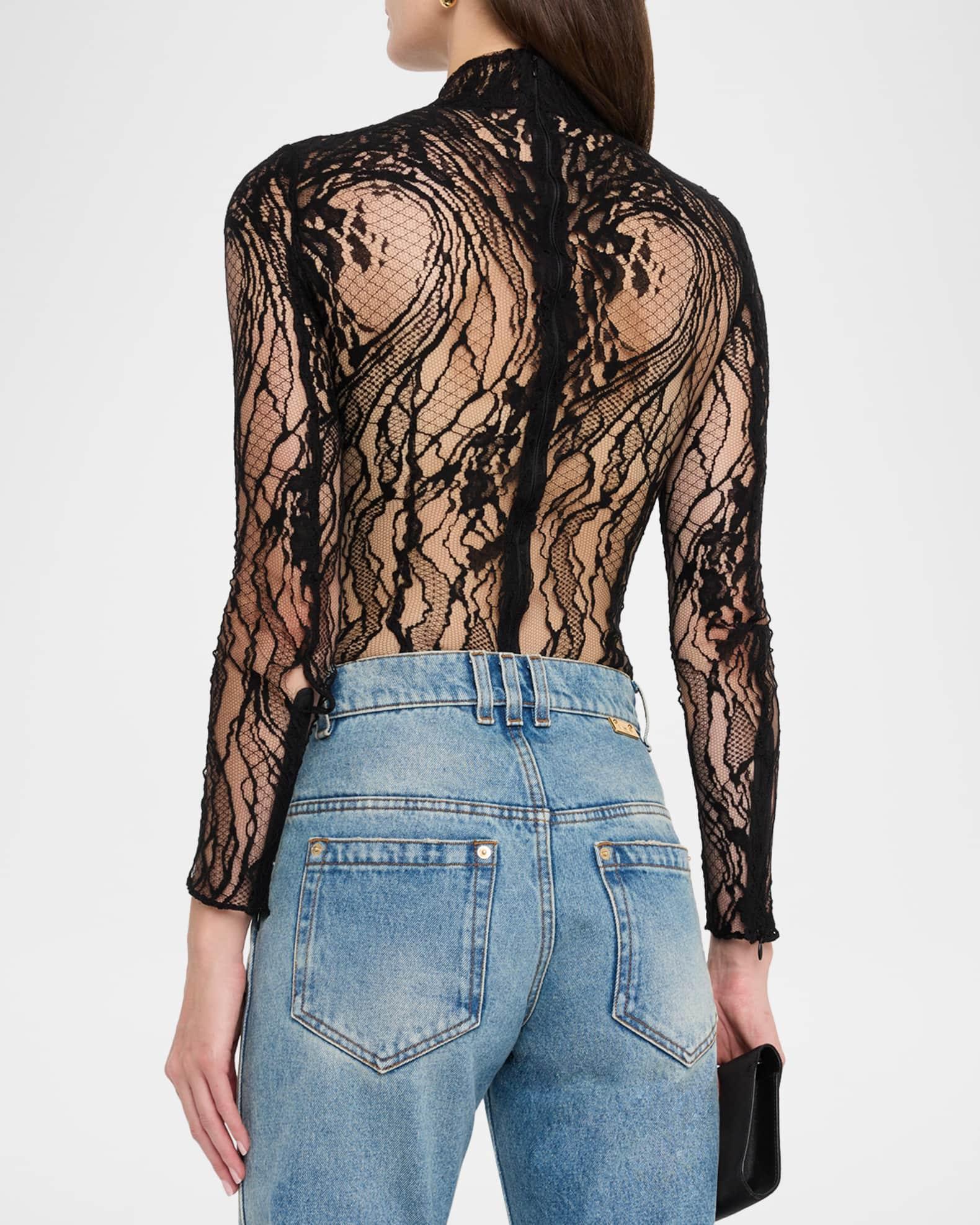 Turtleneck Lace Long-Sleeve Bodysuit Product Image