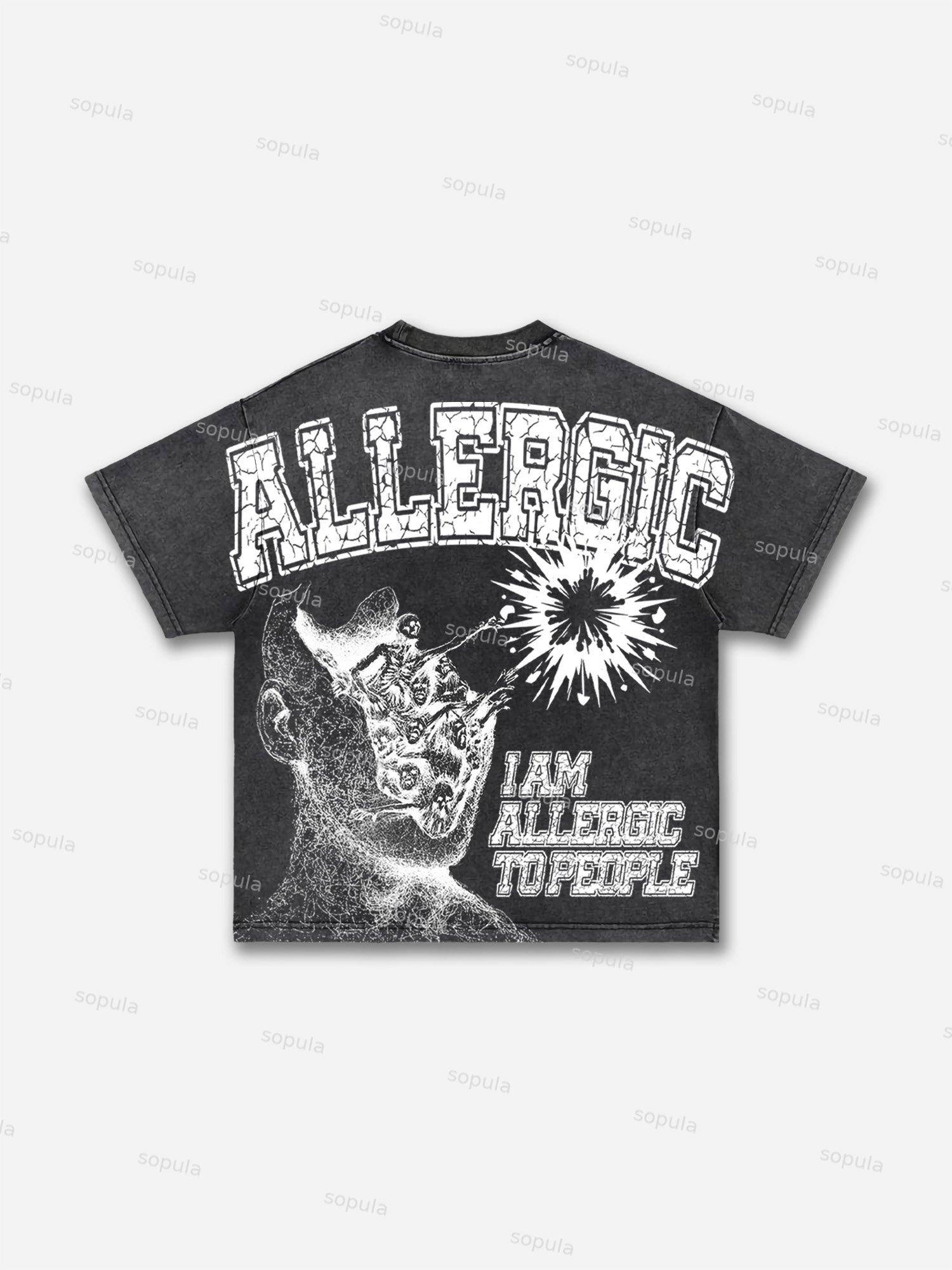 Men's I Am Allergic to People Graphic Vintage Wash T-Shirt Product Image