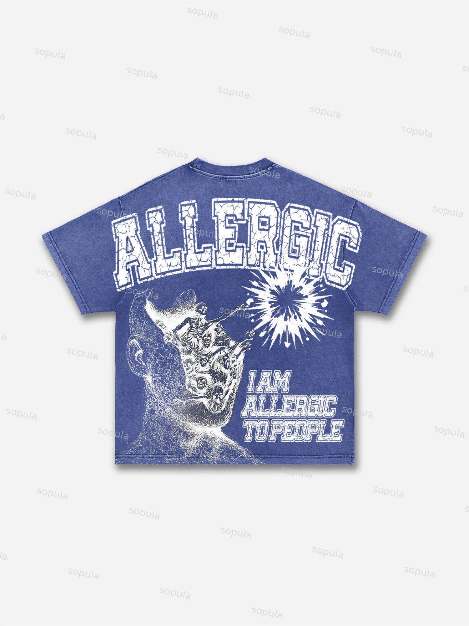 Men's I Am Allergic to People Graphic Vintage Wash T-Shirt Product Image