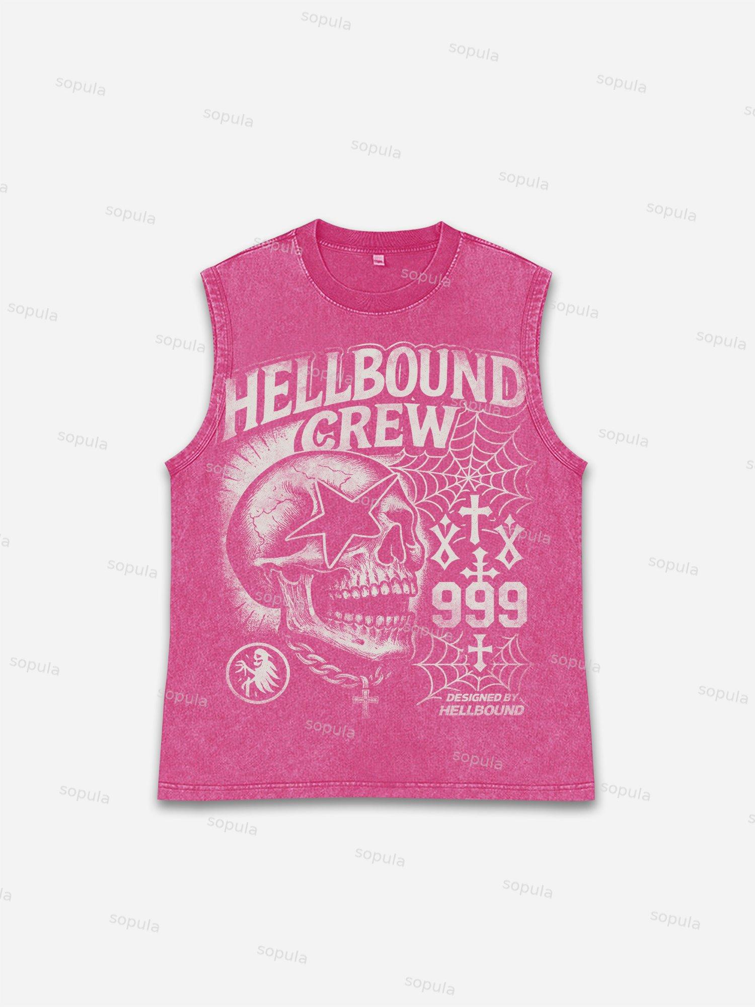 Hellbound Crew Vintage Skull Graphic Sleeveless Shirts Tank Top Product Image