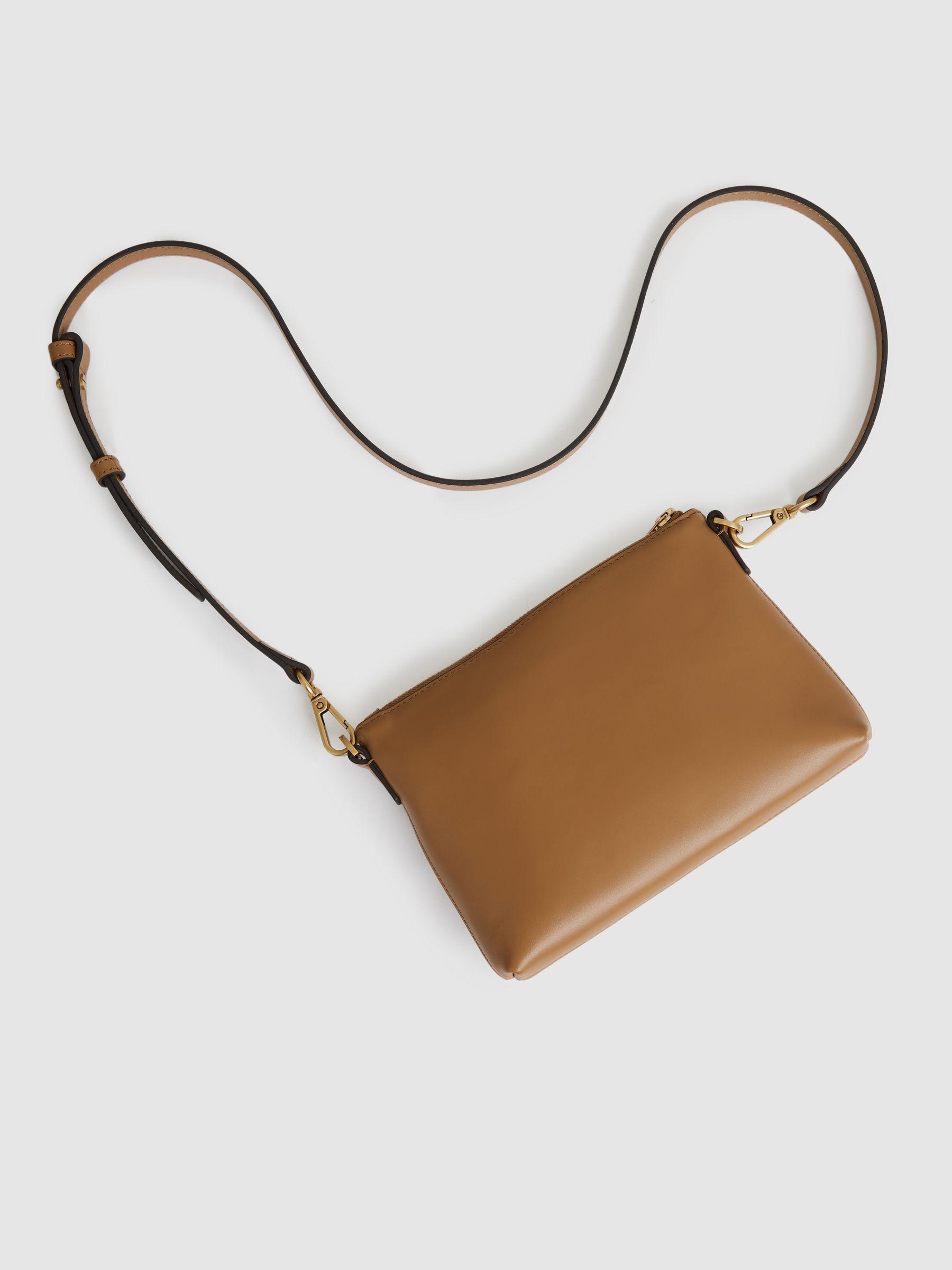 Leather and Suede Double-Strap Bag in Tan Product Image