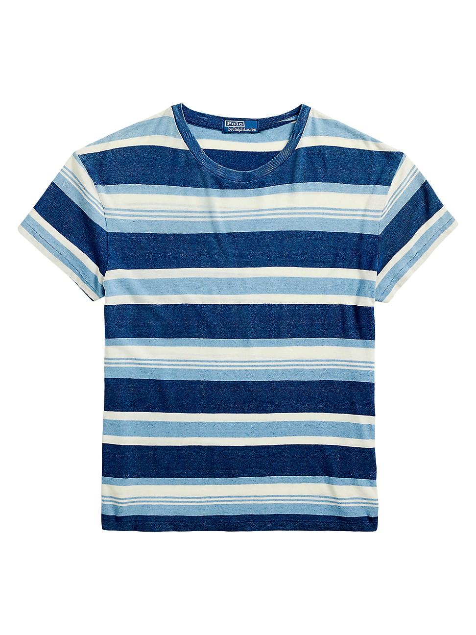Mens Striped Cotton and Linen T-Shirt Product Image