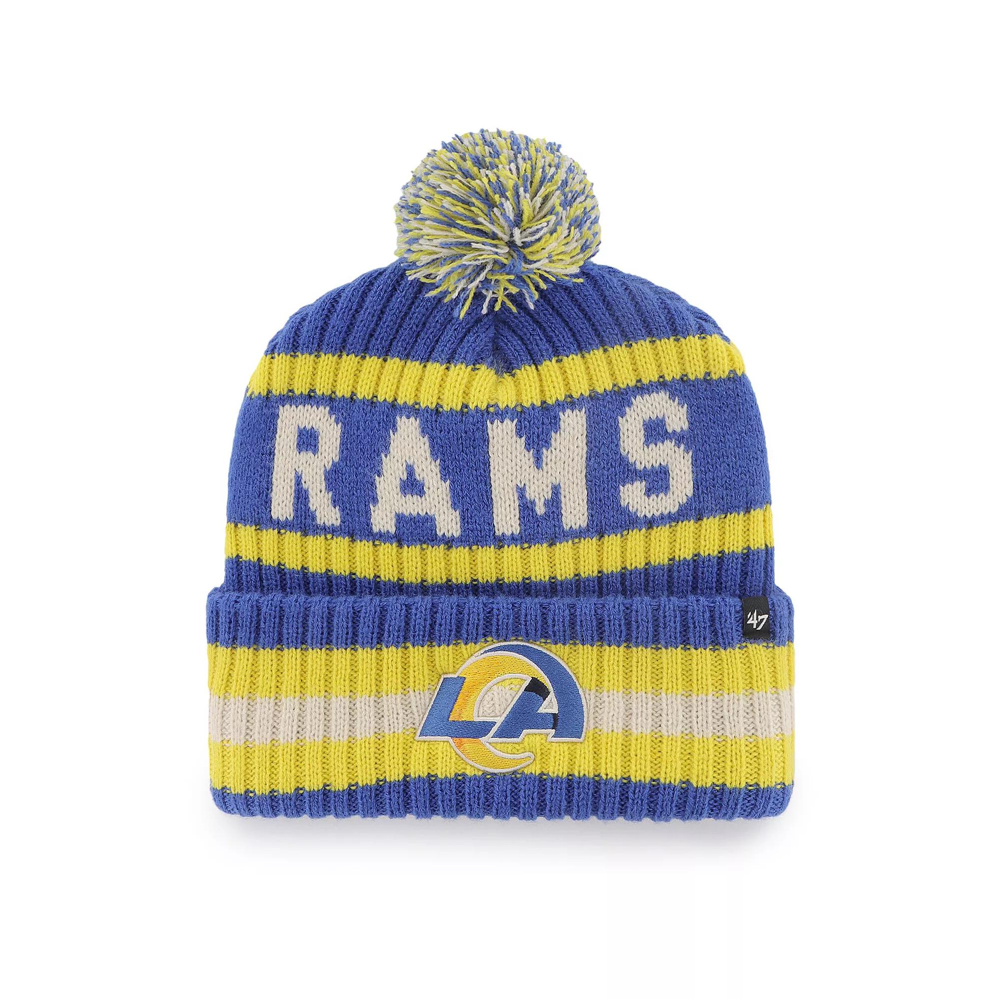 Men's '47 Royal Los Angeles Rams Bering Cuffed Knit Hat with Pom, Blue Product Image