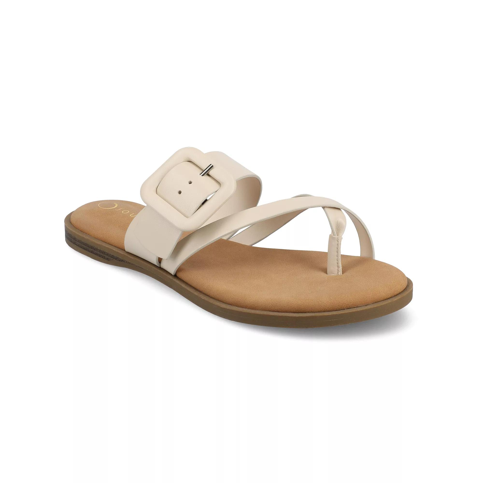 Journee Layra Women's Slip-On Toe Post Flat Sandals,  Product Image