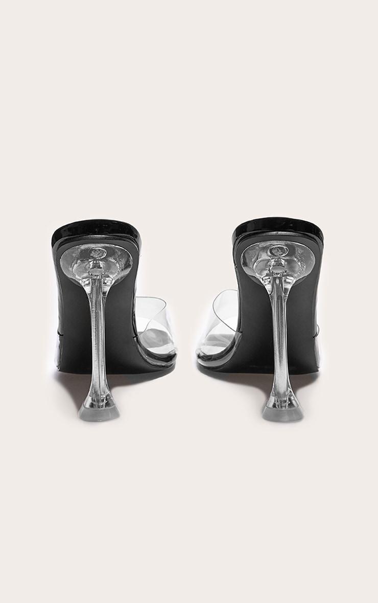 Black Pu Square Toe Clear Perspex Heeled Mules Product Image