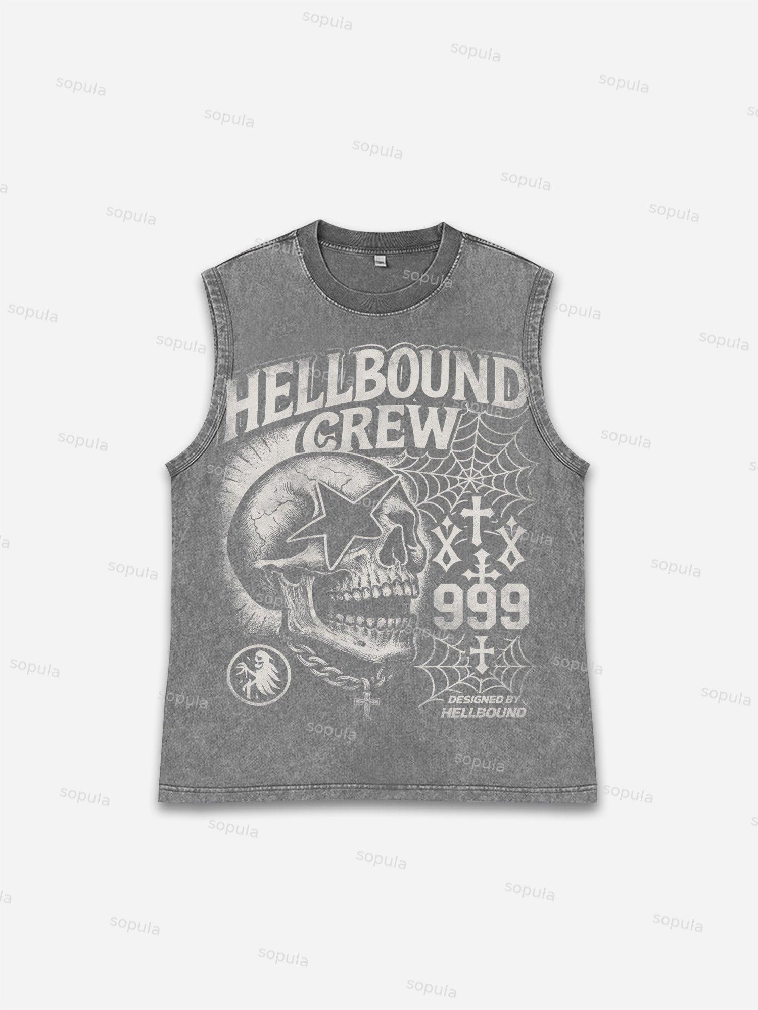 Hellbound Crew Vintage Skull Graphic Sleeveless Shirts Tank Top Product Image