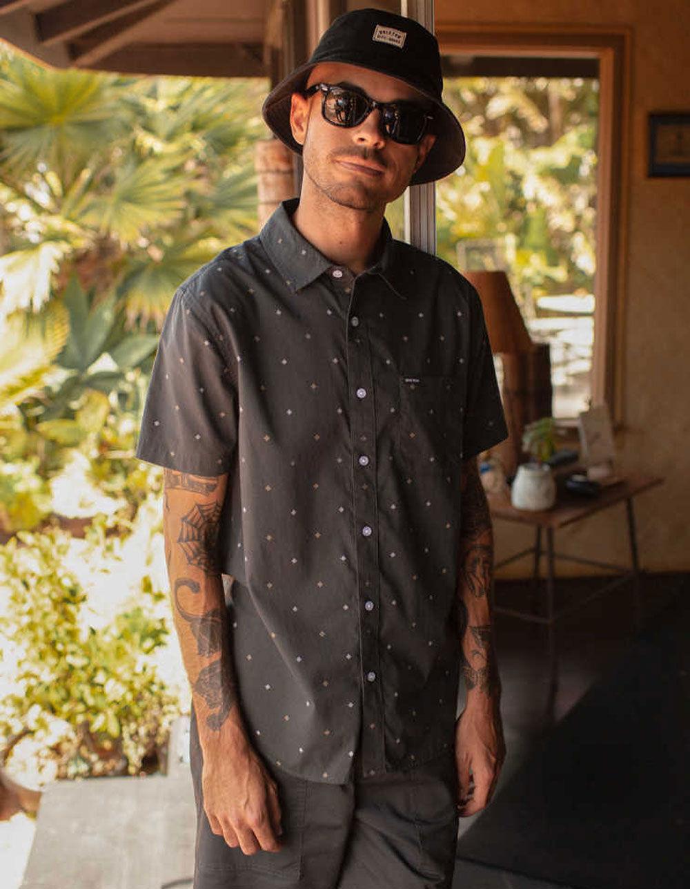 BRIXTON Charter Print Mens Button Up Shirt - BLACK Product Image