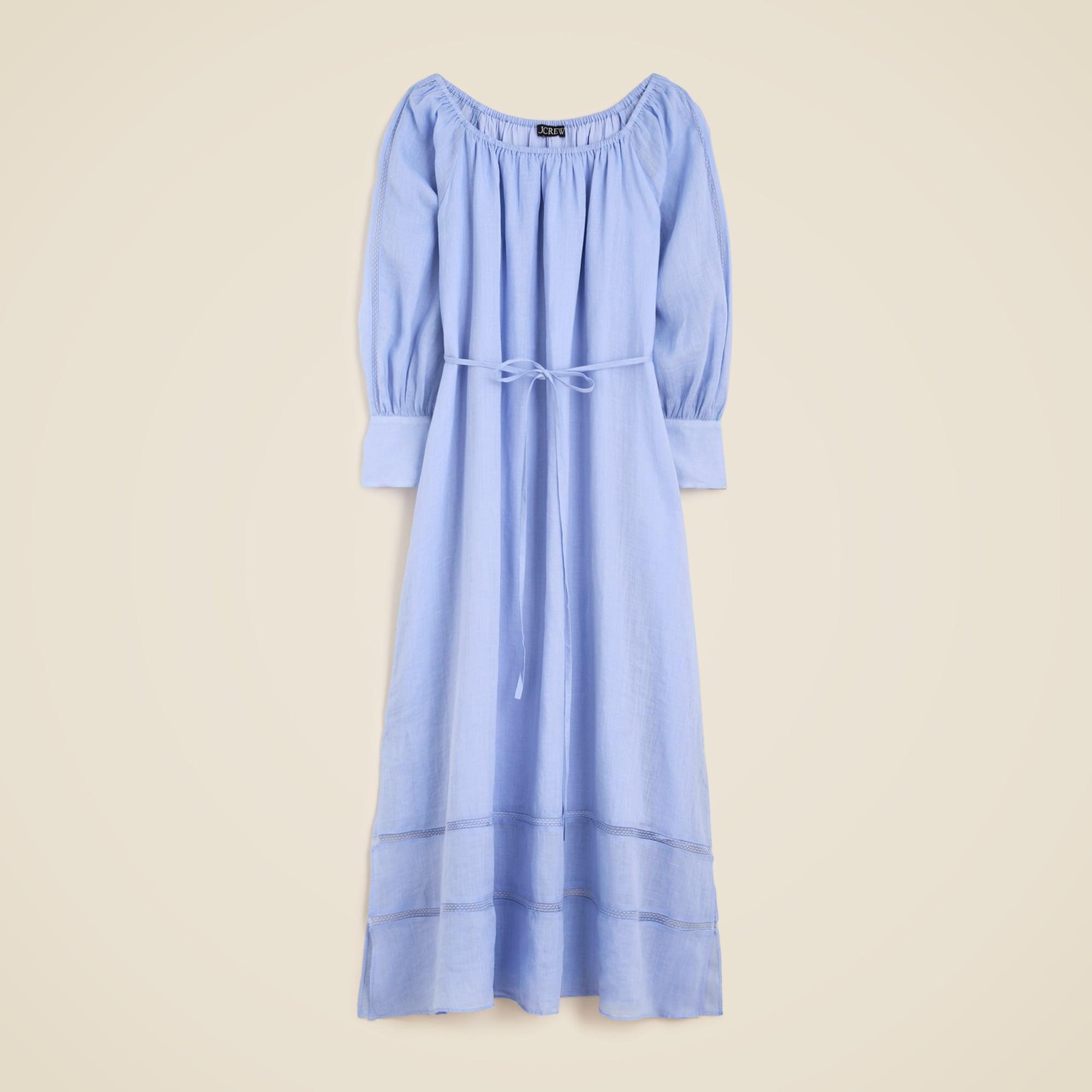 Gathered maxi dress in ramie Product Image