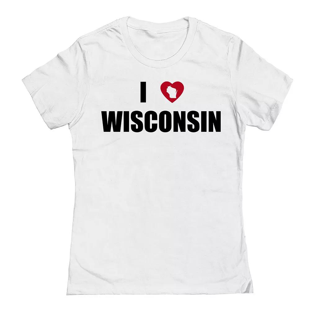 Junior's I Heart Wisconsin Graphic Tee, Women's, Size: Small, White Product Image