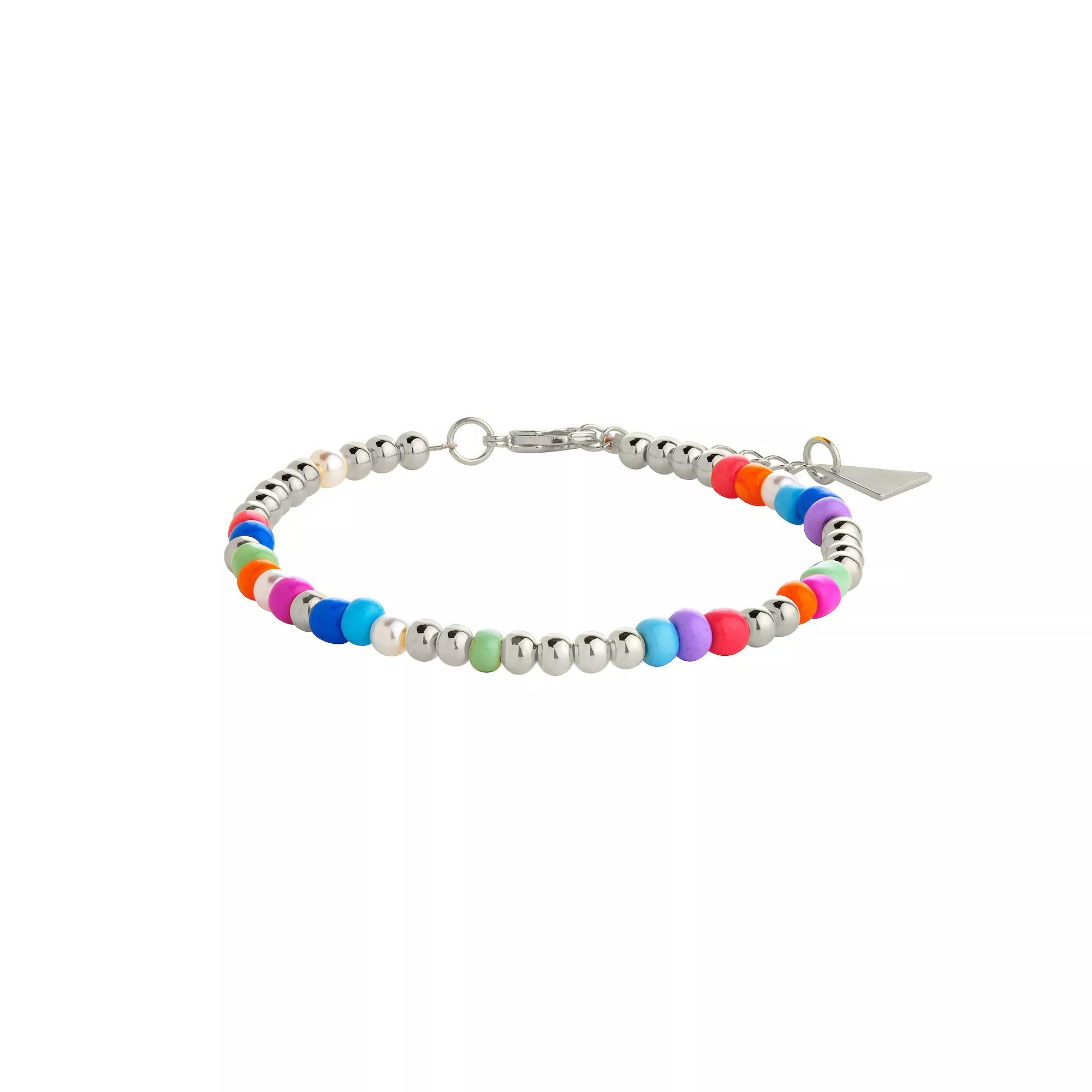 MC Collective Multi Color Beaded Bracelet, Women's, Silver Tone Product Image