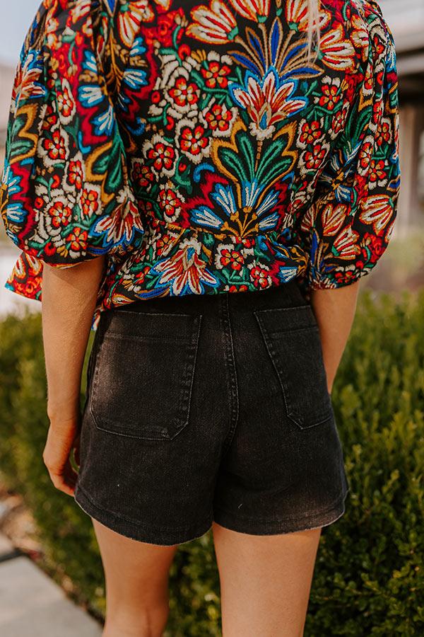 The Cora High Waist Shorts in Black Product Image