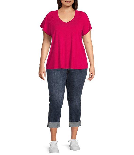 Liverpool Los Angeles Plus Size Charlie Stretch Denim Mid-Rise Straight Leg Wide Rolled Cuff Jeans Product Image