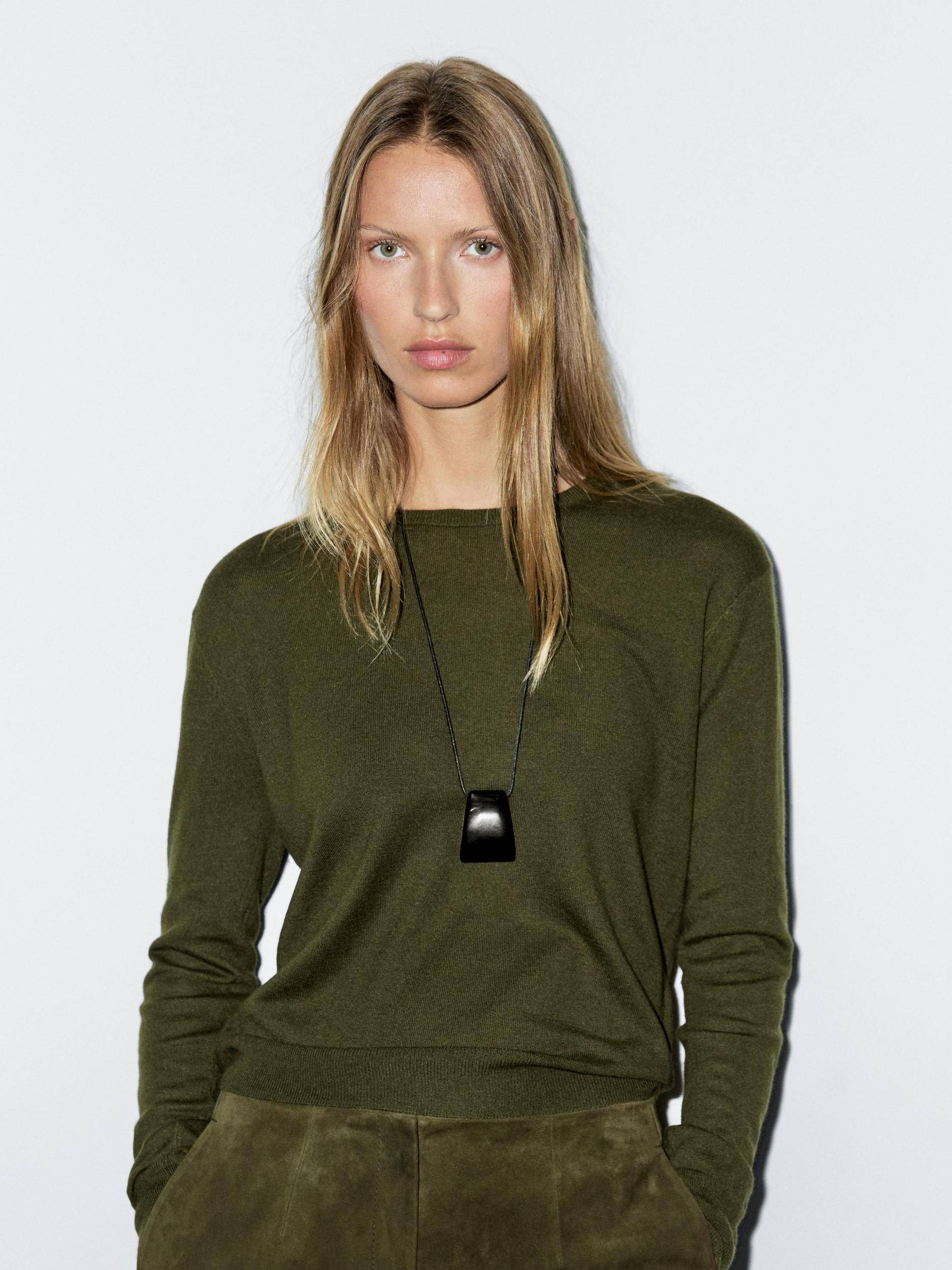 Wool blend knit sweater with crew neck Product Image