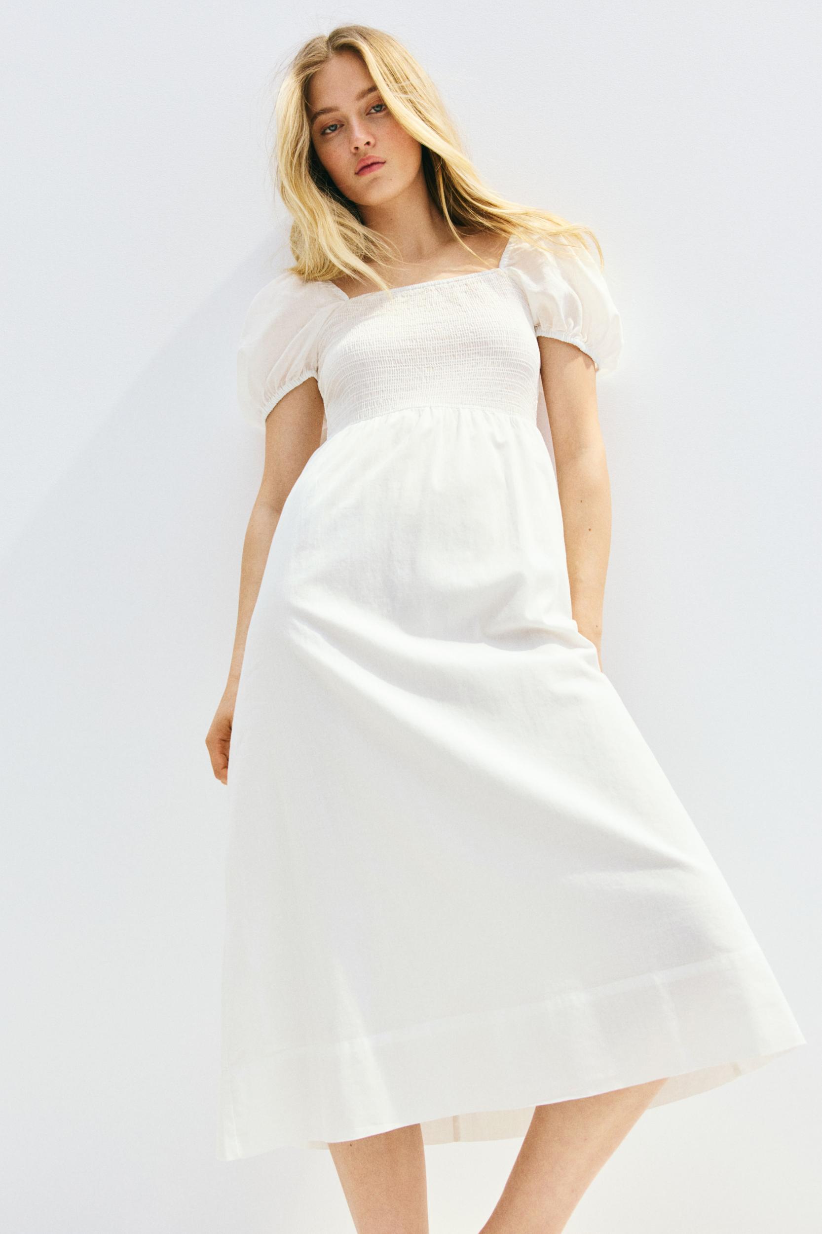 Puff-Sleeved Cotton Dress Product Image