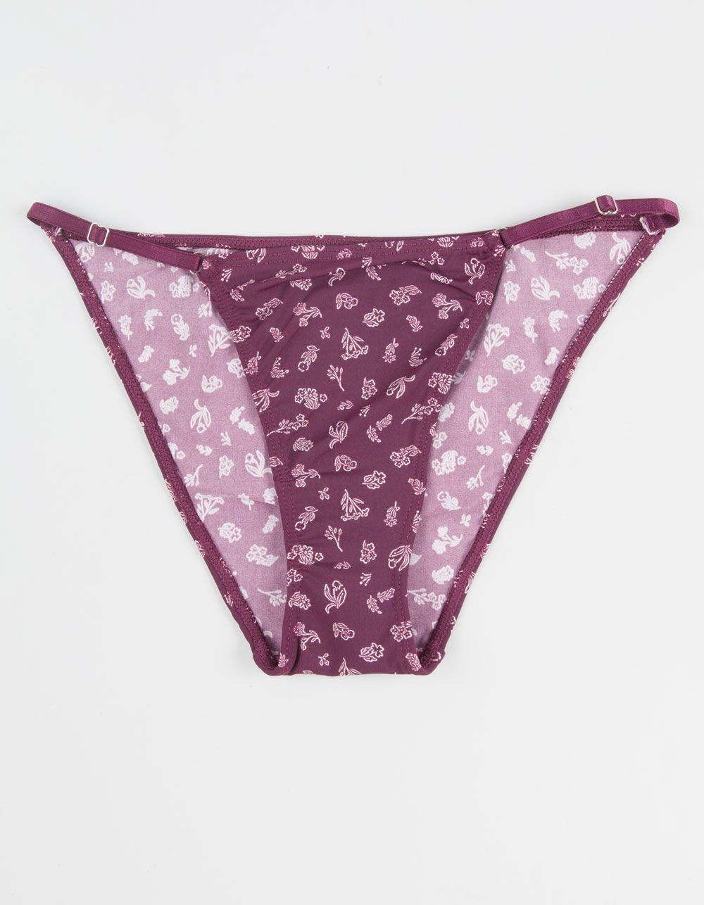 FULL TILT Micro Print Side Strap Bikini Panties - BURGUNDY COMBO Product Image