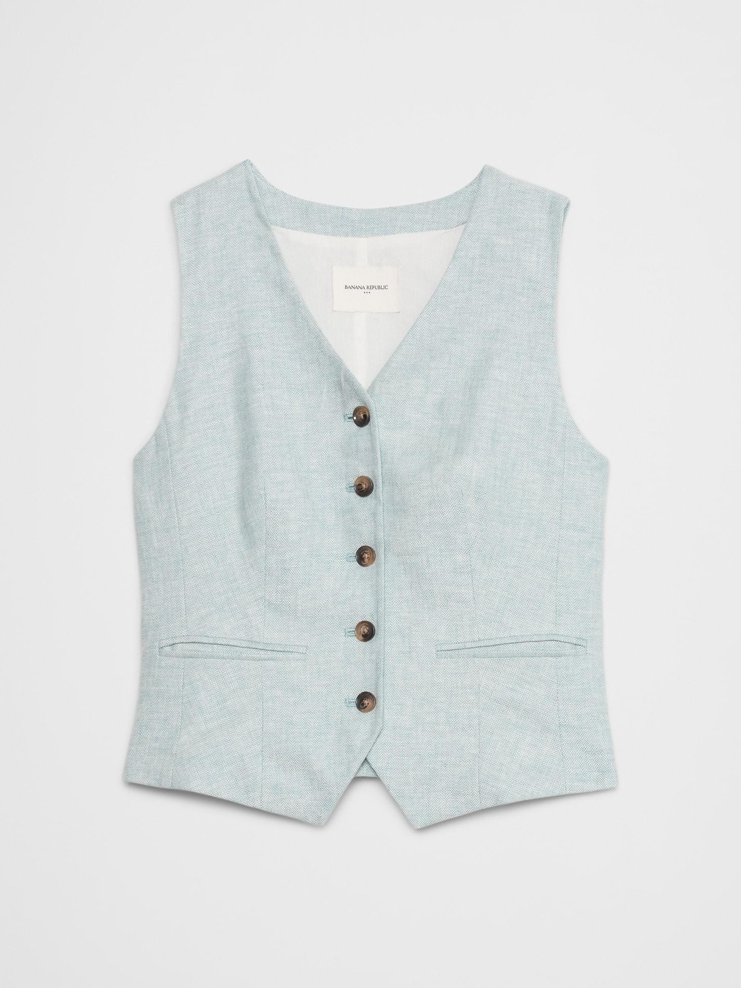 Linen-Blend Classic Vest Product Image