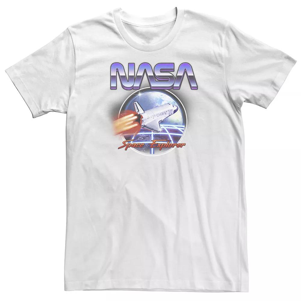 Big & Tall NASA Space Explorer 80's Neon Chrome Retro Vintage Tee, Men's,  Product Image