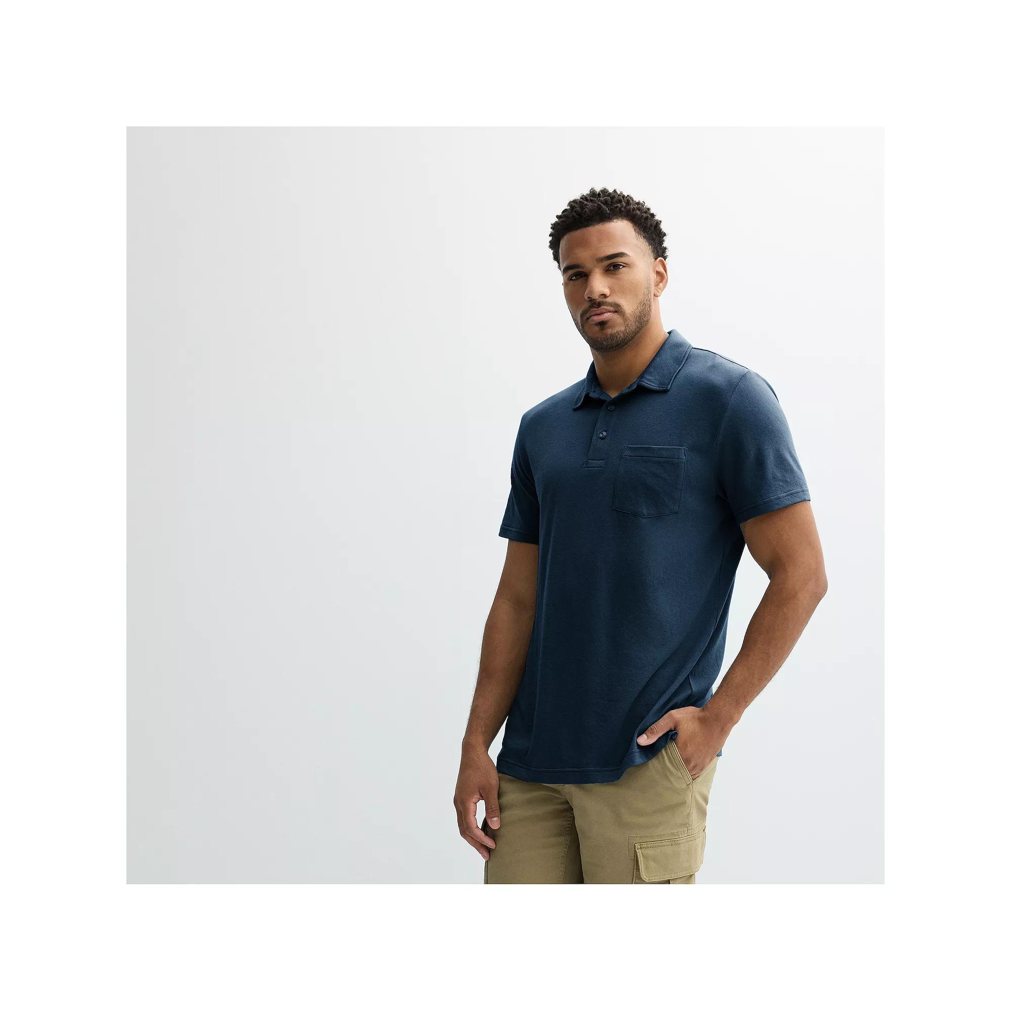 Men's Sonoma Goods For Life® Supersoft Short Sleeve Polo, Size: Medium, Blue Product Image