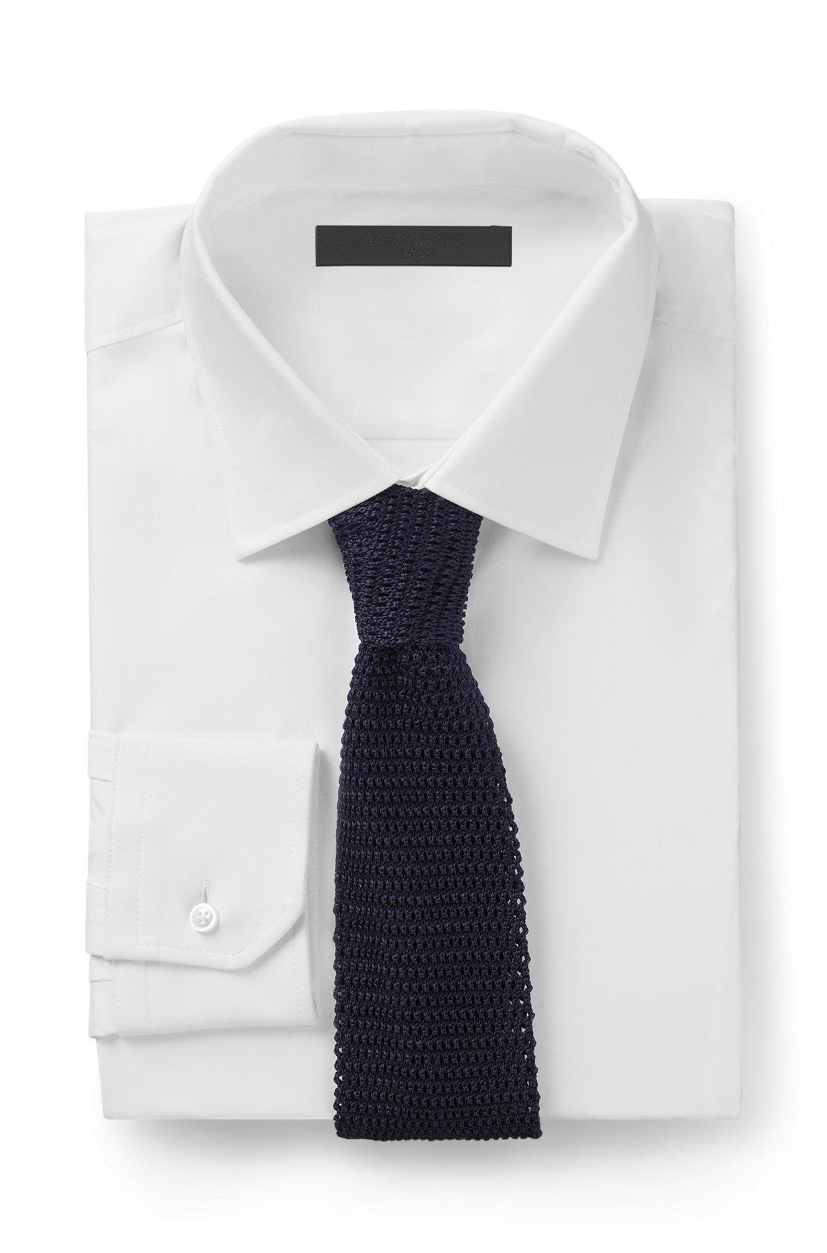 BOSS - BECKHAM x BOSS knit tie in silk - Dark Blue Product Image