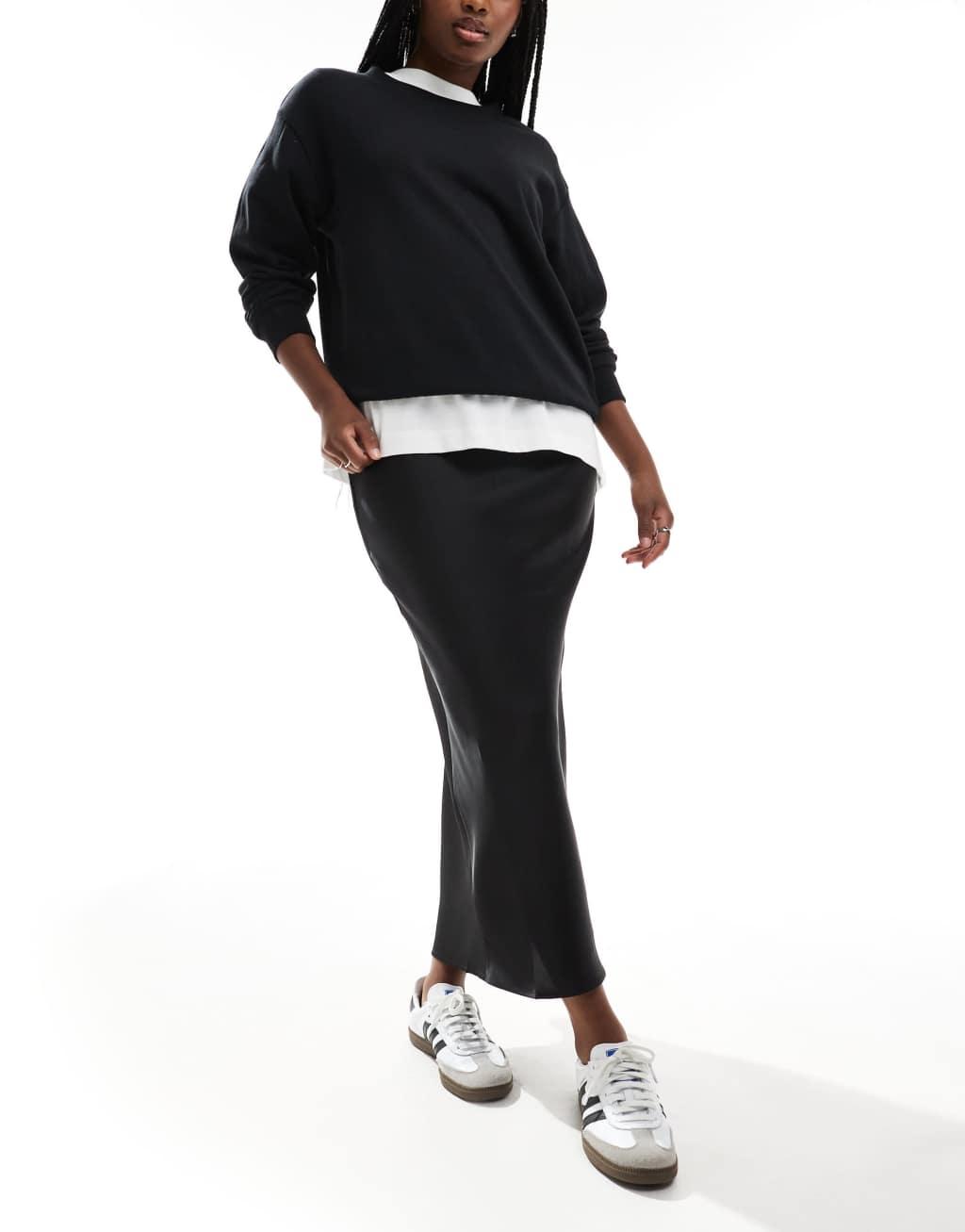 ASOS DESIGN satin bias midi skirt Product Image