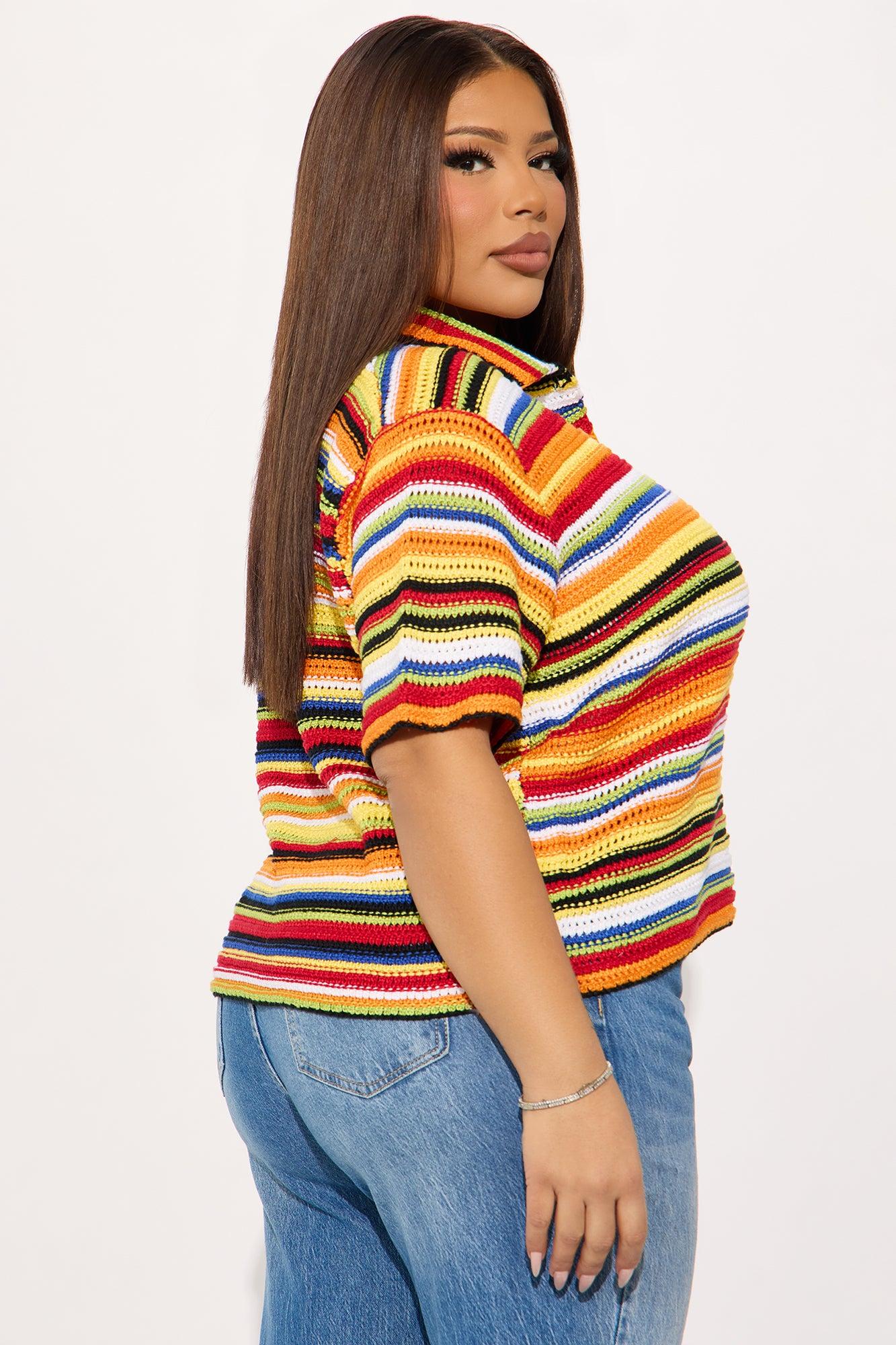 Vivid Dreams Short Sleeve Crochet Cardigan - Multi Color Product Image