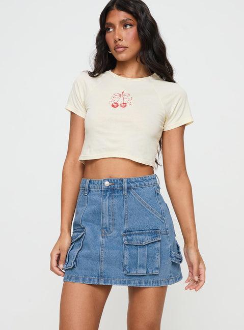 Chillders Denim Mini Skirt Mid Wash Tall Product Image