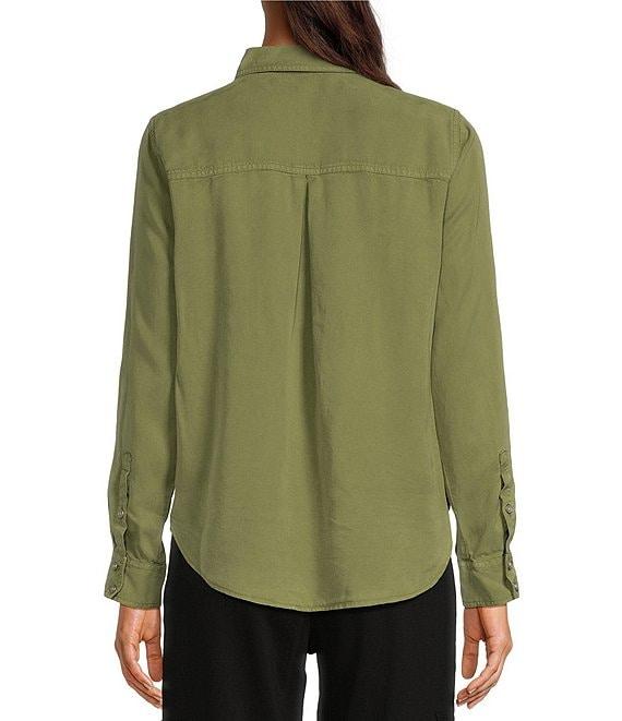 DKNY by Donna Karan Jeans Garment Dye Roll-Tab Sleeve Button Front Shirt Product Image