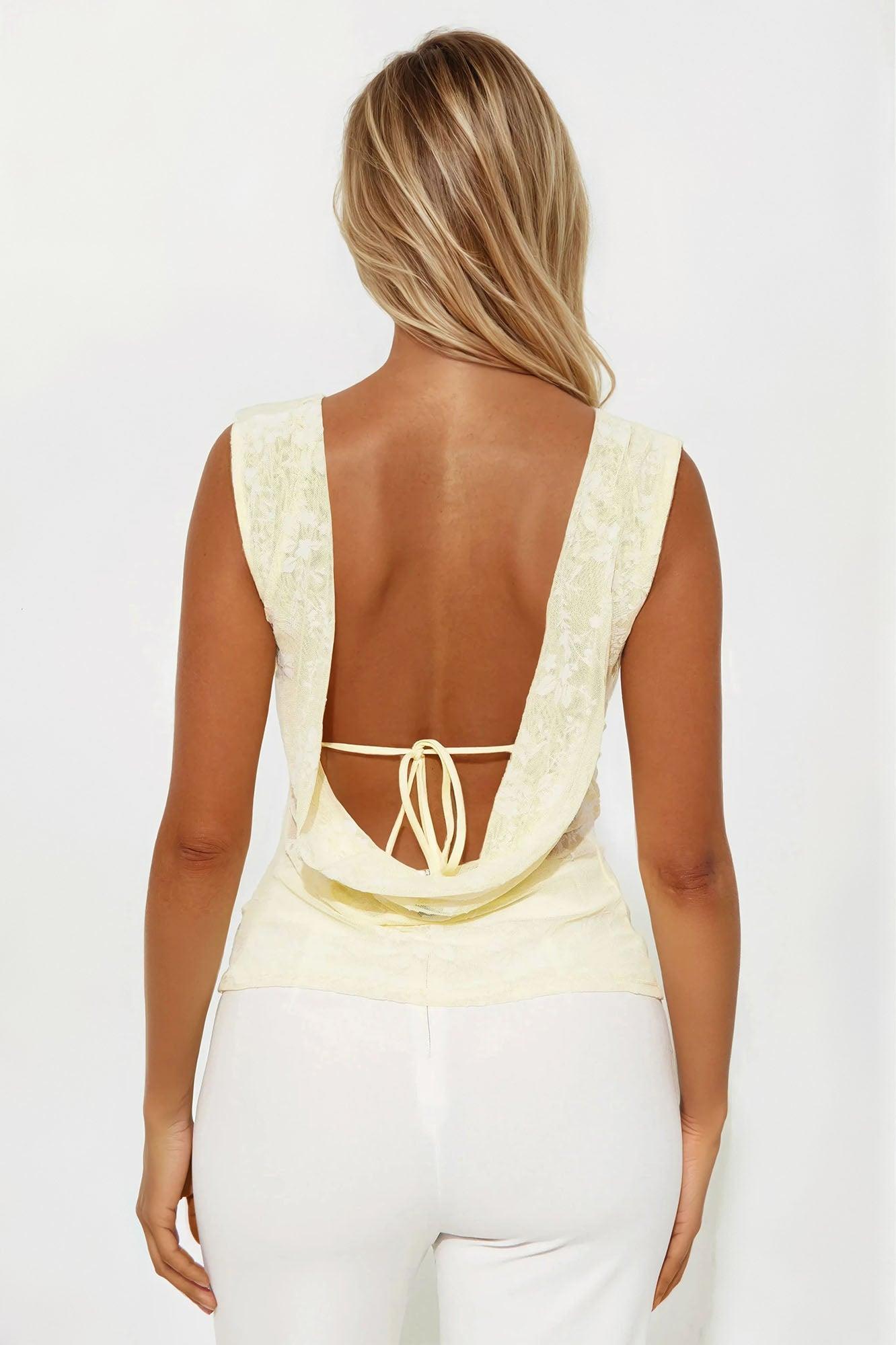Falling For Me Backless Top - Butter Yellow Female Product Image